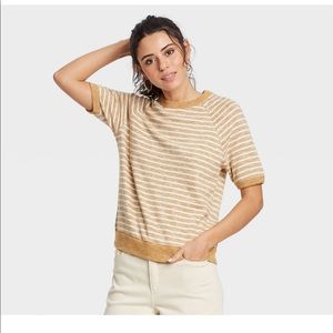4X Striped Short Sleeve Sweatshirt
